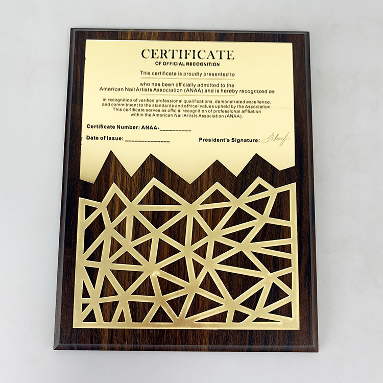Gold Acrylic Plated Crystal Wooden Certificate Plaque Award Wood Plaques MH-LJ0777