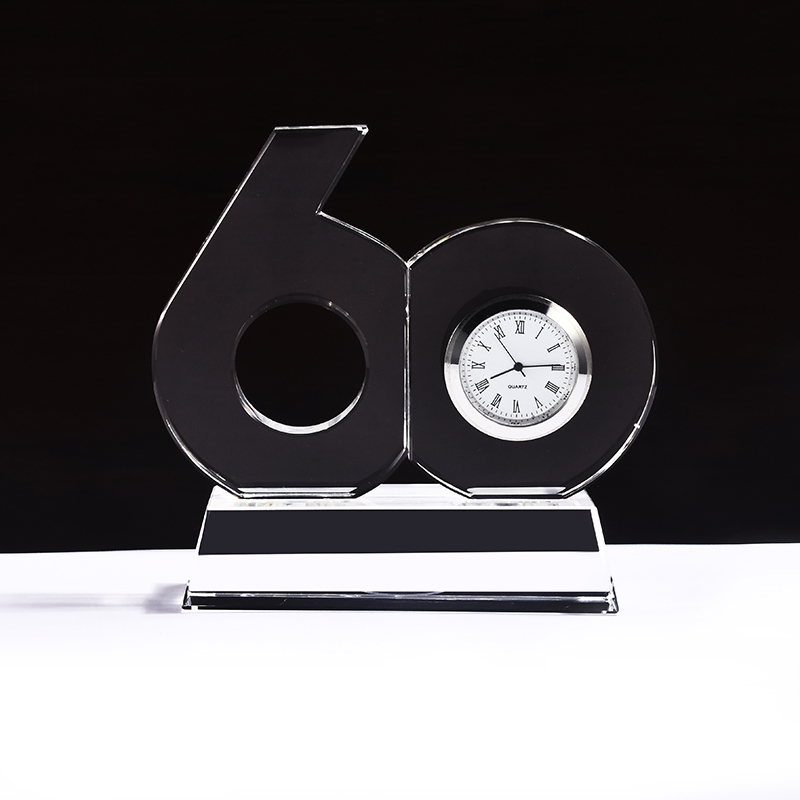 60 Years Company Corporate Retirement Souvenir Recognition Gifts Idea Crystal Clock