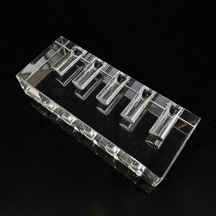 5 Holes Glass Crystal Block Candle Holder MH-Z0506