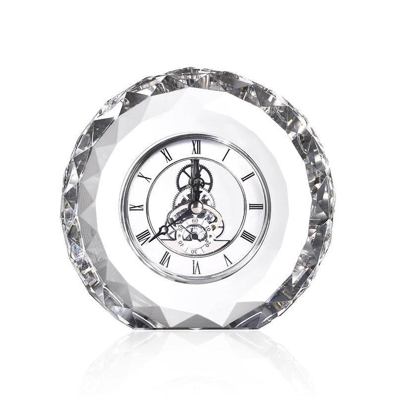 Factory Wholesale Desk and Table Crystal Frame with Quartz Clock