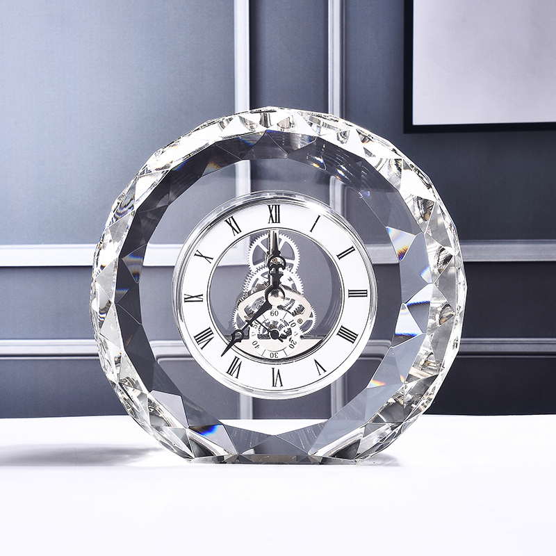 Factory Wholesale Desk and Table Crystal Frame with Quartz Clock