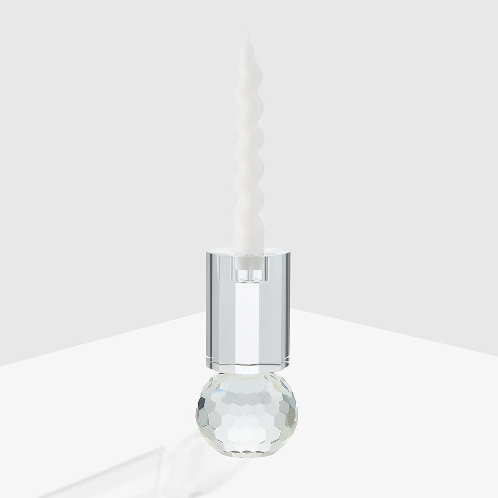 Factory Outlet Geometric Solid Glass Candelabra Centerpiece Home Hotel Decoration Clear Crystal Candle Holder