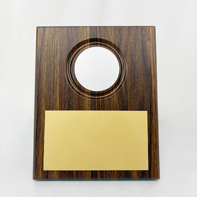 Blank Walnut Plaque Wooden Business Trophy Award with Gold Plate Certificate MH-LJ0809