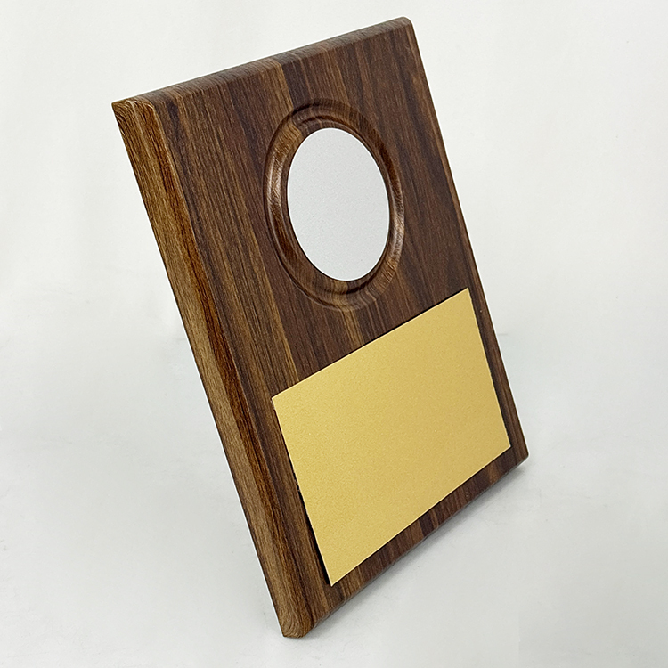 Blank Walnut Plaque Wooden Business Trophy Award with Gold Plate Certificate MH-LJ0809