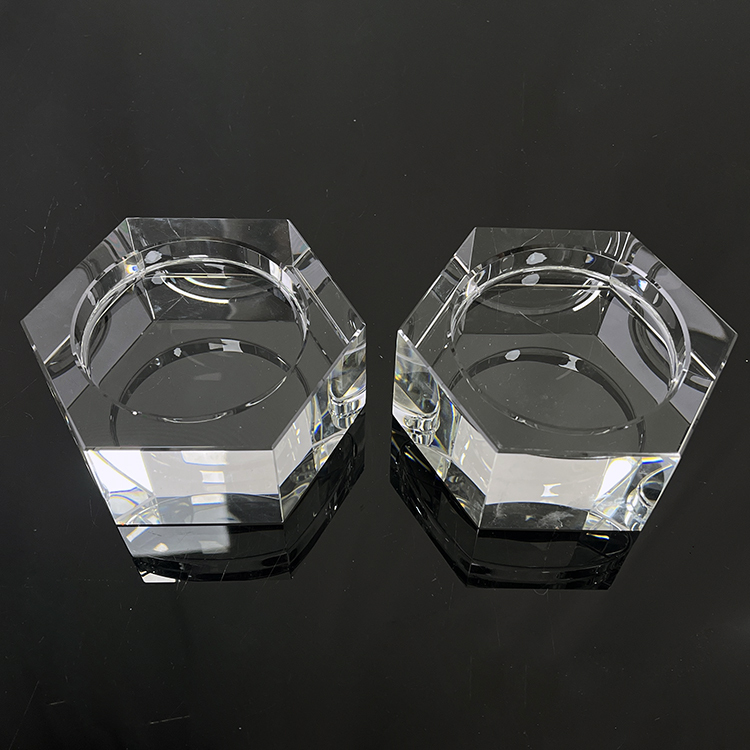 Clear Glass Hexagon Crystal Candle Tealight Holder