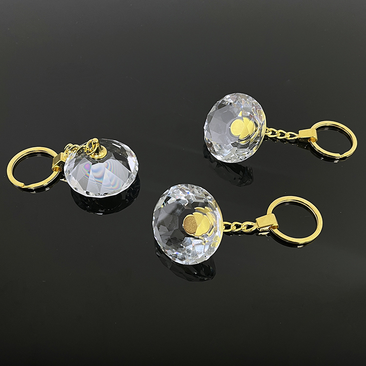 Gold Chain Glass Diamond Shape Crystal Keyring Keychain MH-YS0513