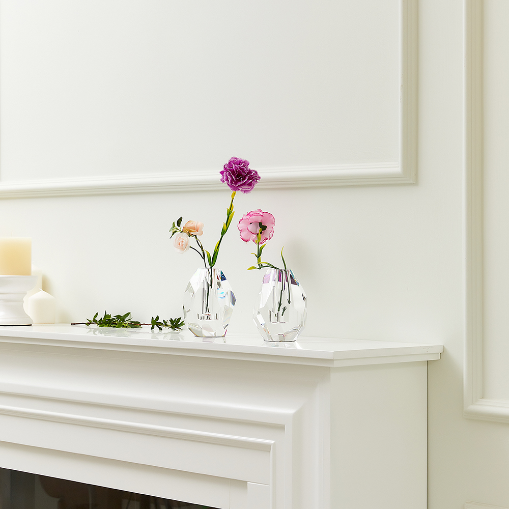 Wholesale Interior Decoration Transparent Solid K9 Crystal Vase High Quality Crystal Flower Vase for Dinner Table