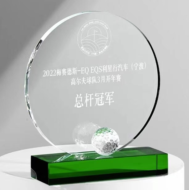 Wholesale Customization Fine Workmanship Clear Souvenir Engraved Golf Crystal Trophy for Golf Competition