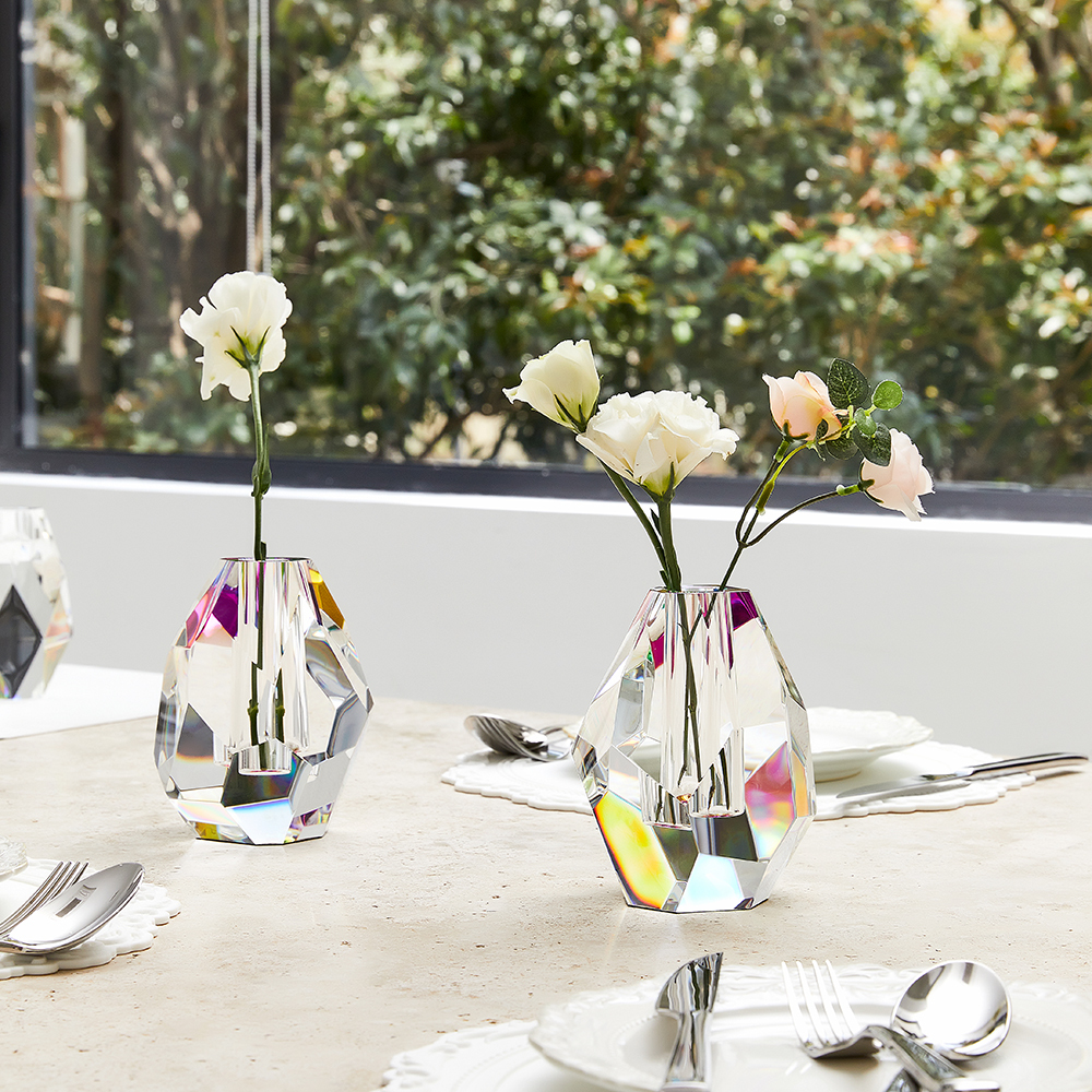 Wholesale Interior Decoration Transparent Solid K9 Crystal Vase High Quality Crystal Flower Vase for Dinner Table