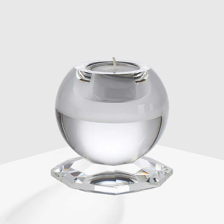 Wholesale Simple Style Transparent Crystal Tealight Candle Holder Decorative Round Small Crystal Candle Holders