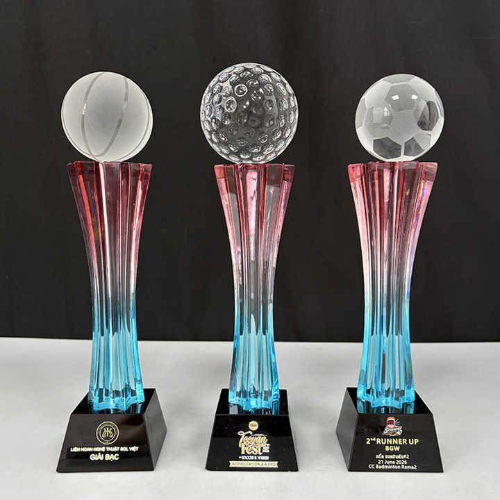 Golf Football Basketball Colored Glass Crystal Sports Trophy MH-LJ0763