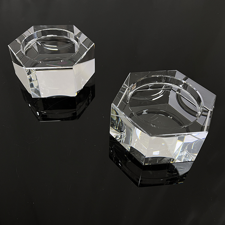 Clear Glass Hexagon Crystal Candle Tealight Holder
