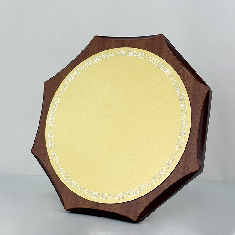 Octagon Wood Certificate with Gold Aluminium Plate Certificate and Awards Customized Wooden Plaque MH-LJ0800