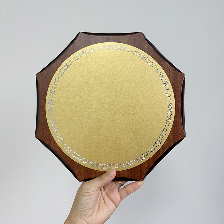 Octagon Wood Certificate with Gold Aluminium Plate Certificate and Awards Customized Wooden Plaque MH-LJ0800