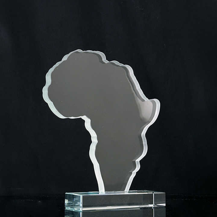 Water Cutting Africa Shape Jade Glass Crystal Trophy MH-J0584
