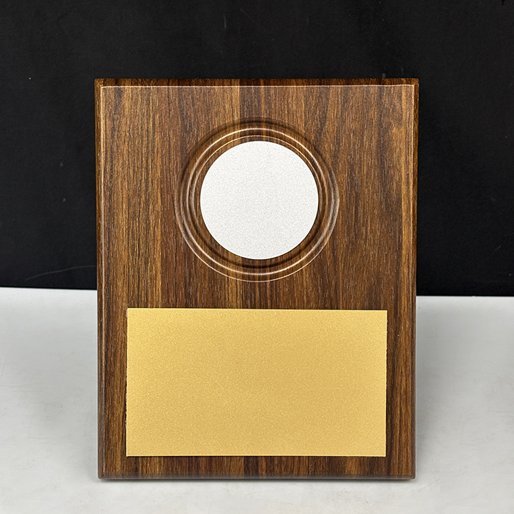 Blank Walnut Plaque Wooden Business Trophy Award with Gold Plate Certificate MH-LJ0809