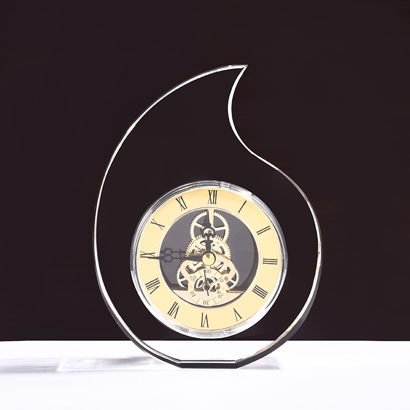 Factory Wholesale Laser Engraved Crystal Trophy Plaque with Quartz Clock