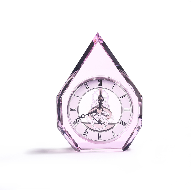 Hand Made Diamond Cutting Quartz Crystal Desk Clock Wedding Souvenir