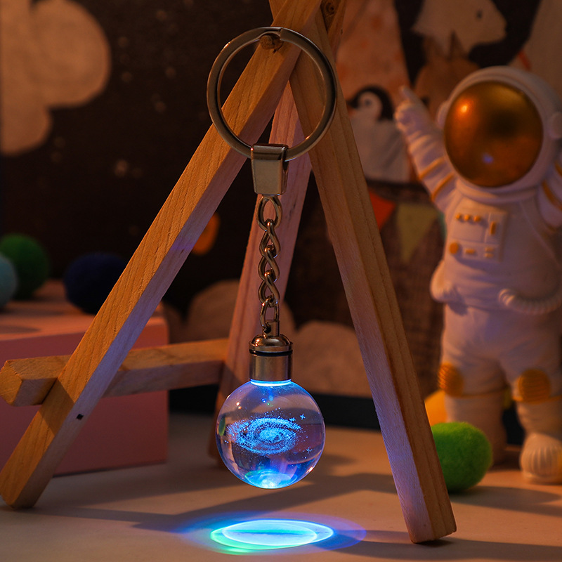 Crystal Ball Keychain 3D Milky Way LED Night Light Key Ring MH-YS0516