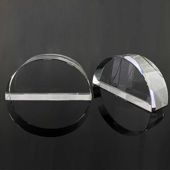 Laser Art Crystal Clear Glass Lighthouse Arch Half Moon Paperweight MH-F0442