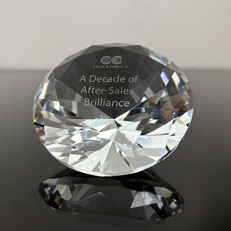 Personalized Clear Blue Crystal Diamond Glass Paperweight MH-9521