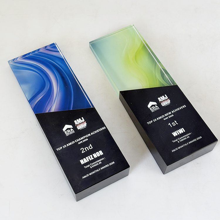 Full Color Optical Crystal Glass Trophy with Black Base MH-LJ0792