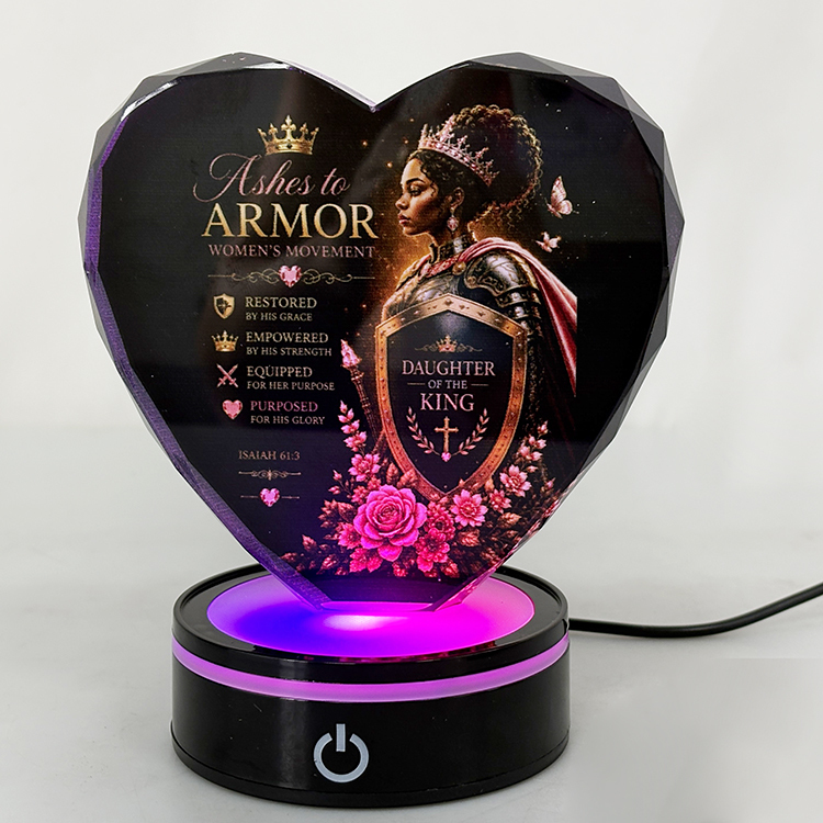 Personalized Heart Crystal Trophy Photo Frame Trophy with Black Light base MH-LJ0780