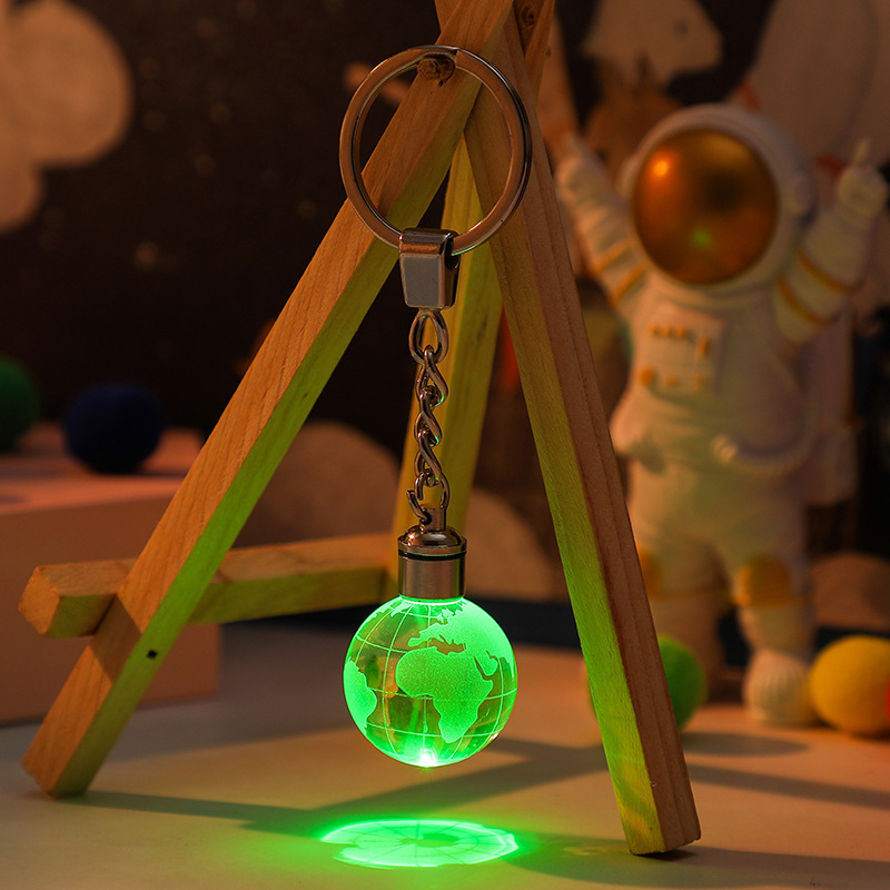Crystal Ball Keychain 3D Milky Way LED Night Light Key Ring MH-YS0516