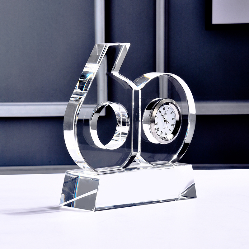 60 Years Company Corporate Retirement Souvenir Recognition Gifts Idea Crystal Clock
