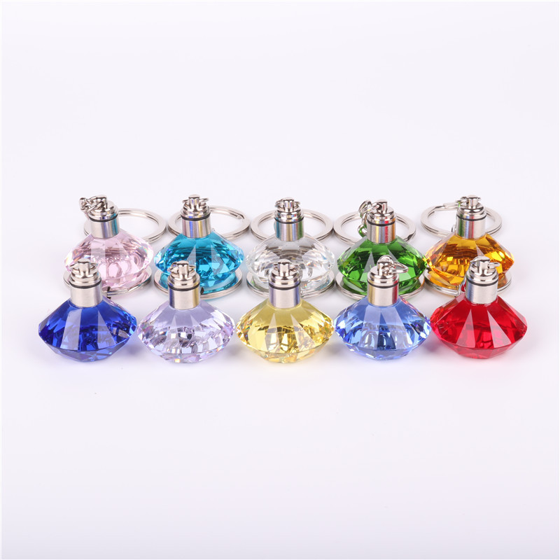 Multi Color Glass Crystal Led Light Diamond Led Keychain MH-YS0515