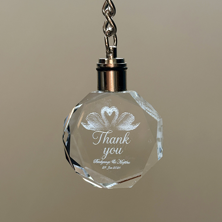 Led Personalized Glass Souvenir Octagon Crystal Keychain