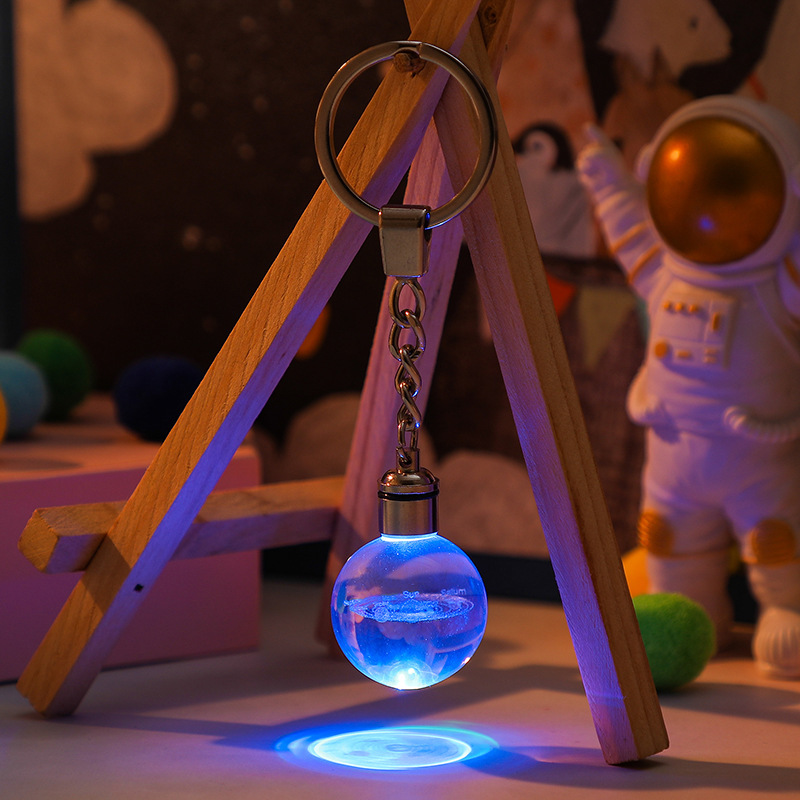 Crystal Ball Keychain 3D Milky Way LED Night Light Key Ring MH-YS0516