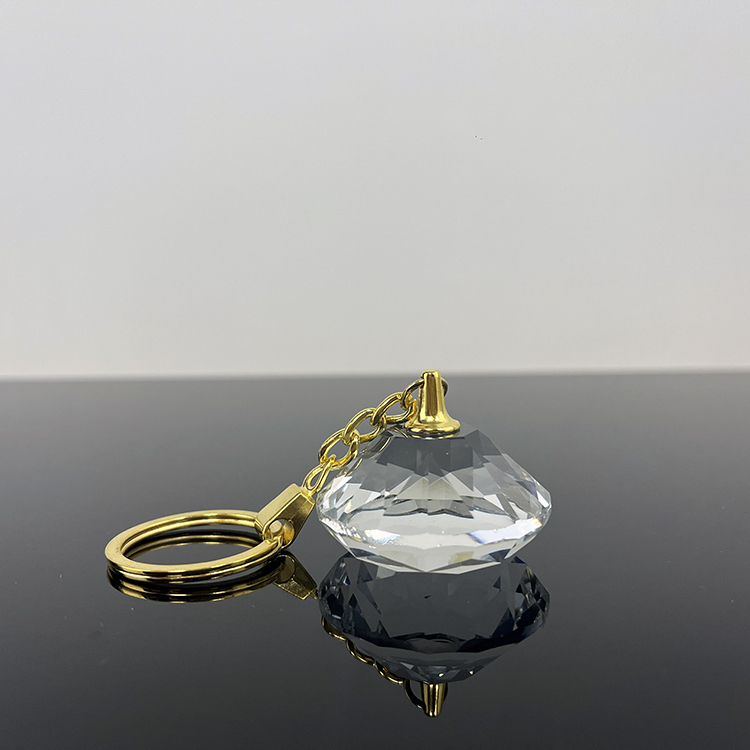 Gold Chain Glass Diamond Shape Crystal Keyring Keychain MH-YS0513