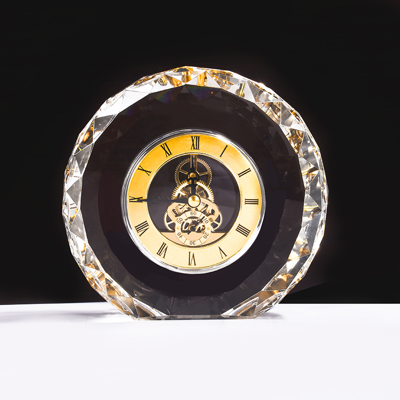 Factory Wholesale Desk and Table Crystal Frame with Quartz Clock