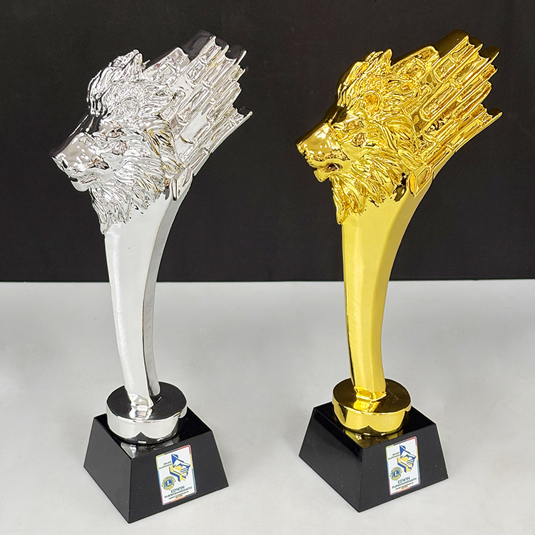 Gold Silver Resin lion Head Crystal Trophy and Award MH-LJ0767