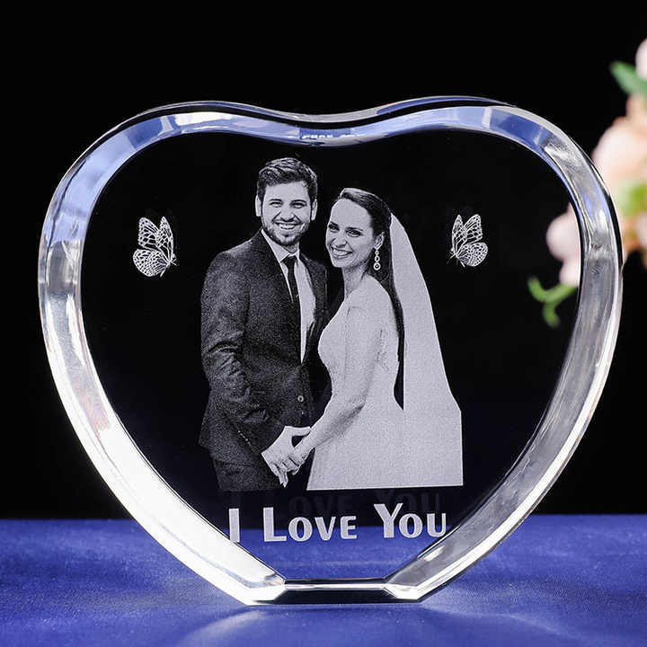 3d Laser Clear Glass Crystal Heart Anniversary Wedding Gift MH-F0512