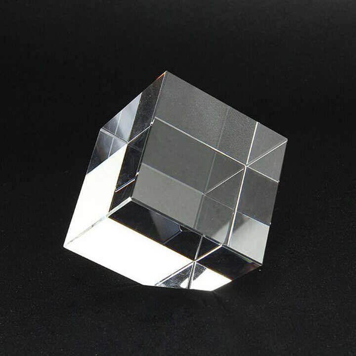 GEOMETRIC Blank Crystal Glass Cube Paperweight with Cutting Corner MH-F0536