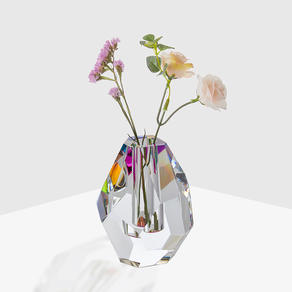 Wholesale Interior Decoration Transparent Solid K9 Crystal Vase High Quality Crystal Flower Vase for Dinner Table