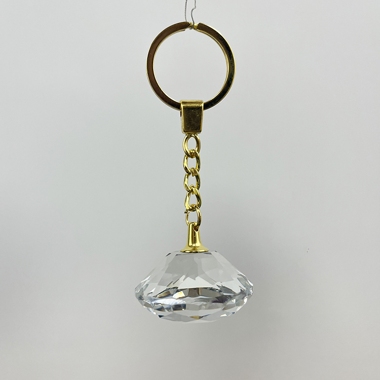 Gold Chain Glass Diamond Shape Crystal Keyring Keychain MH-YS0513