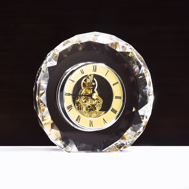 Factory Wholesale Desk and Table Crystal Frame with Quartz Clock