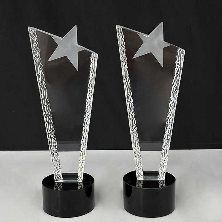 Blank Clear Frosted Star Glass Crystal Trophy MH-LJ0786