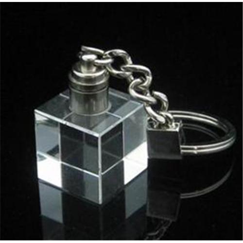 20x20x20mm Led Light Personalized ENGRAVED Crystal square Cube Keychain MH-YS0509