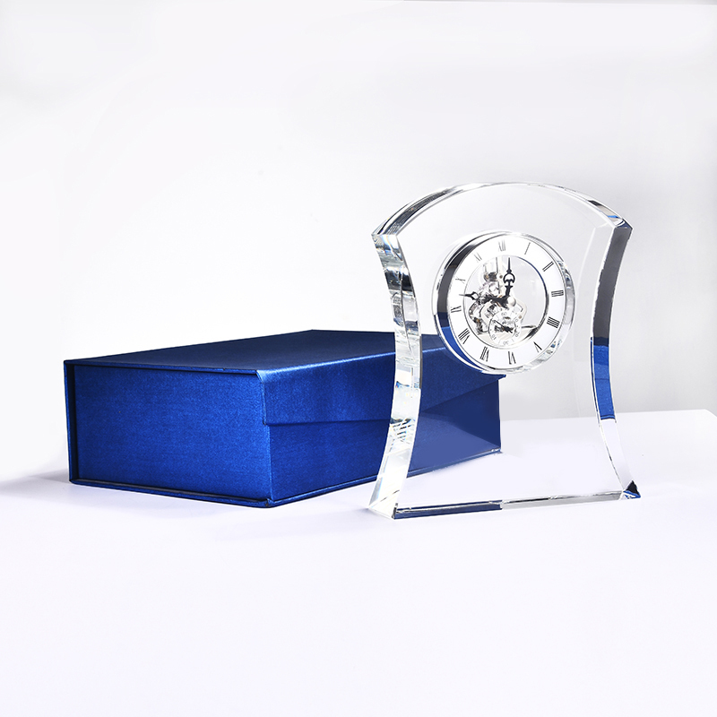 Retirement Souvenir Custom Name Engrave Years Crystal Desk Clock Souvenir