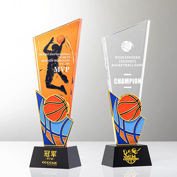New Design Gold Metal Basketball Football Badminton Table Tennis Pingpong Ball Crystal Glass Awards Trophy MH-LJ0810