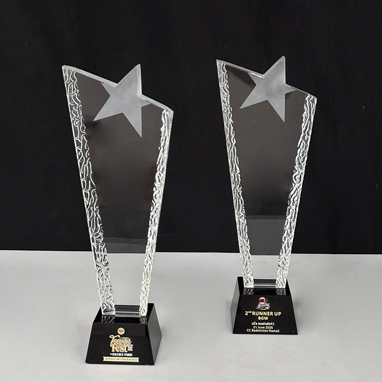 Blank Clear Frosted Star Glass Crystal Trophy MH-LJ0781