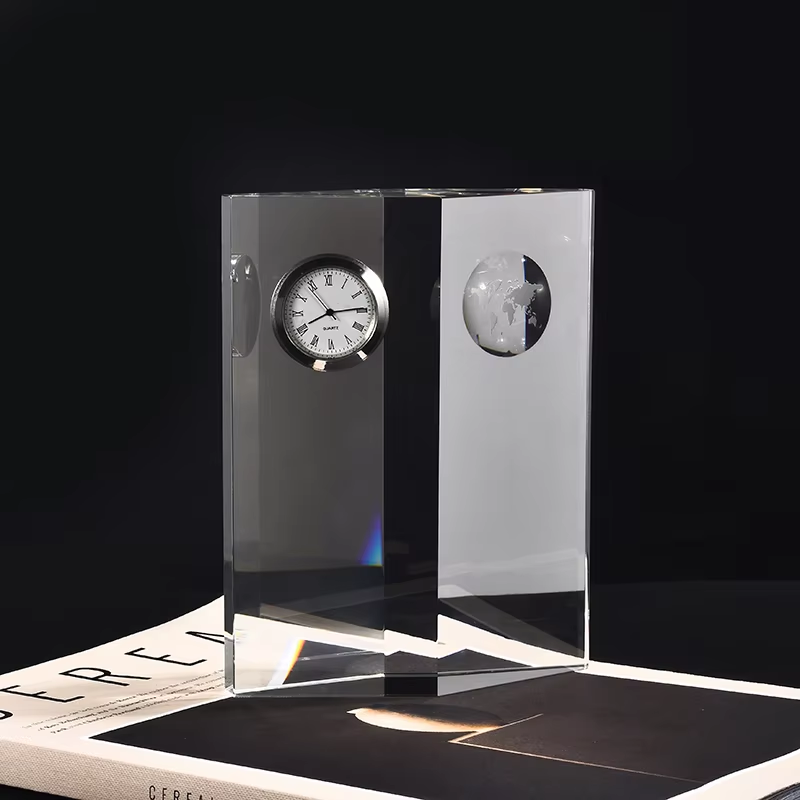 Manufacturer Direct Sales Business Crystal Clock Gifts Home Decoration K9 Crystal Pillar Clock Festival Decoration Clock