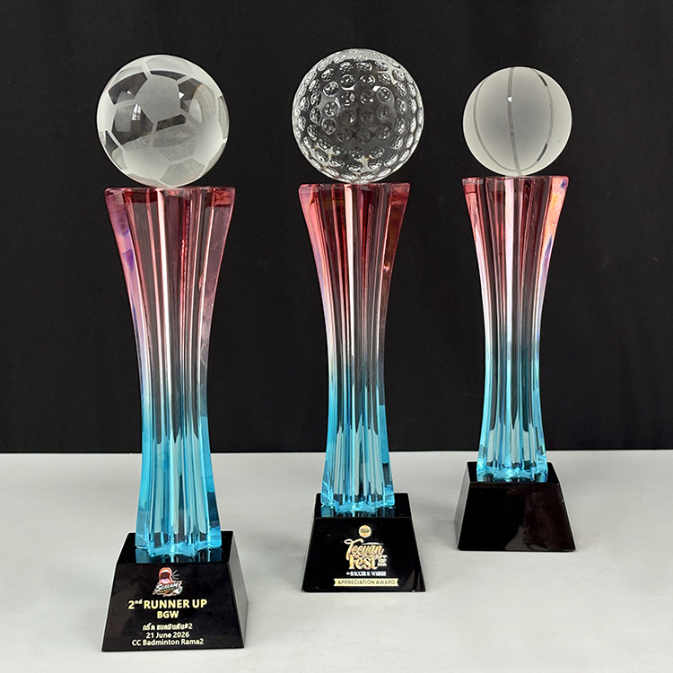 Golf Football Basketball Colored Glass Crystal Sports Trophy MH-LJ0763