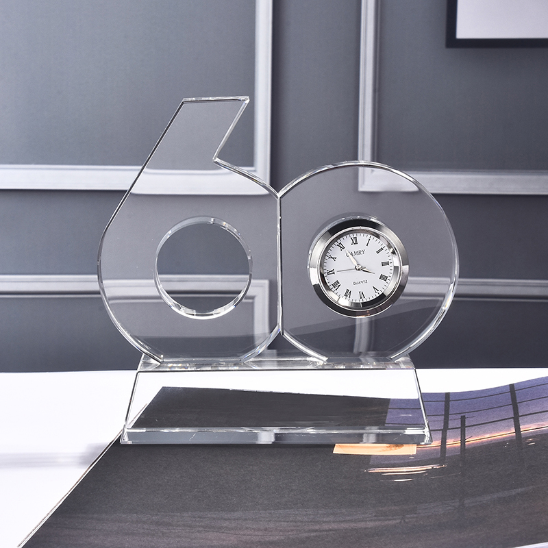 60 Years Company Corporate Retirement Souvenir Recognition Gifts Idea Crystal Clock