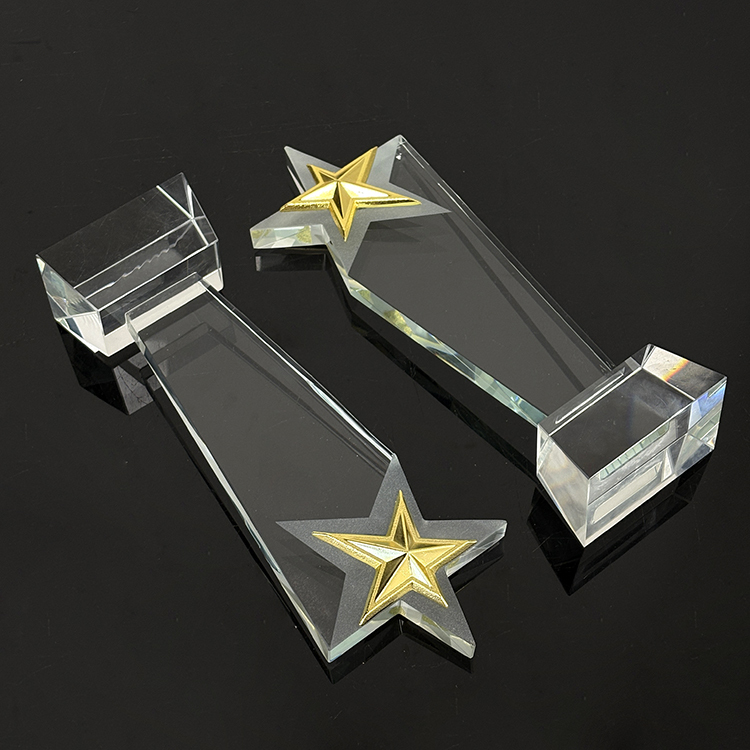Gold Star Crystal Glass Awards Trophy MH-LJ0818