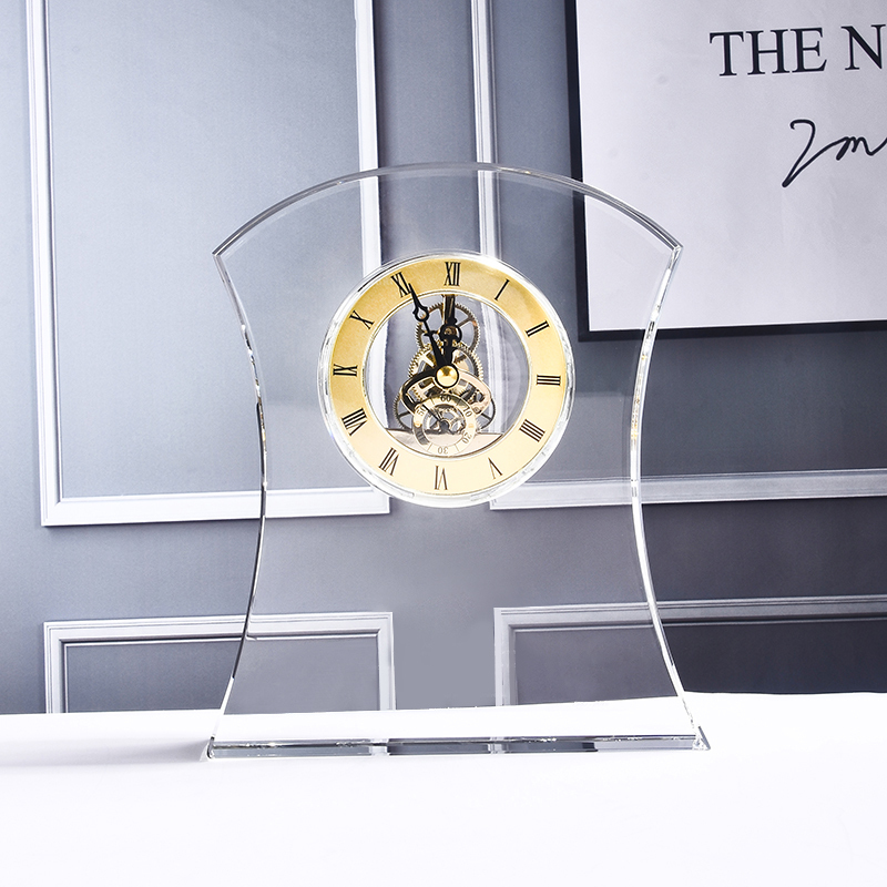 Retirement Souvenir Custom Name Engrave Years Crystal Desk Clock Souvenir